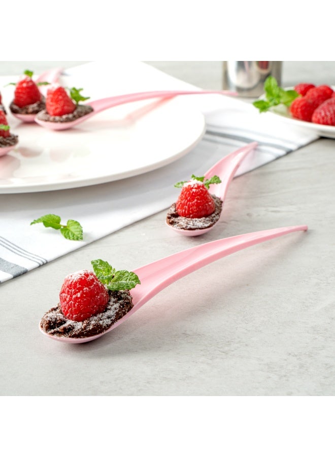 Restaurantware 8 x 1.2 Inch Tasting Spoons, 500 Disposable Sample Spoons - Self-Standing, Tear Drop Design, Pink Plastic Dessert Spoons, For Parties Or Other Events, Serve Appetizers Or Desserts - Image 3
