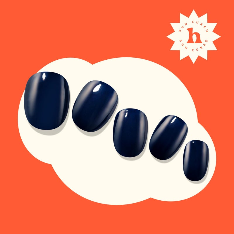 Heyhae Semi Cured Gel Nail Strips | No LED Lamp Needed | Summer, Solid, Navy | Easy Apply & Remove, Salon Quality | Includes 28 Strips, 1 Prep Pads, Nail File & Wooden stick - Hey, Navy Baby - Image 5