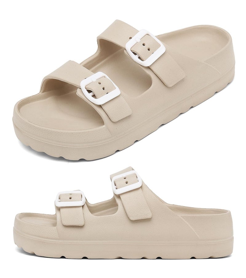 Haifago Women's Platform Sandals with Arch Support, Chunky Lightweight Foam Slip-on Slides Comfortable Summer Beach Sandals with Adjustable Buckle - Image 1