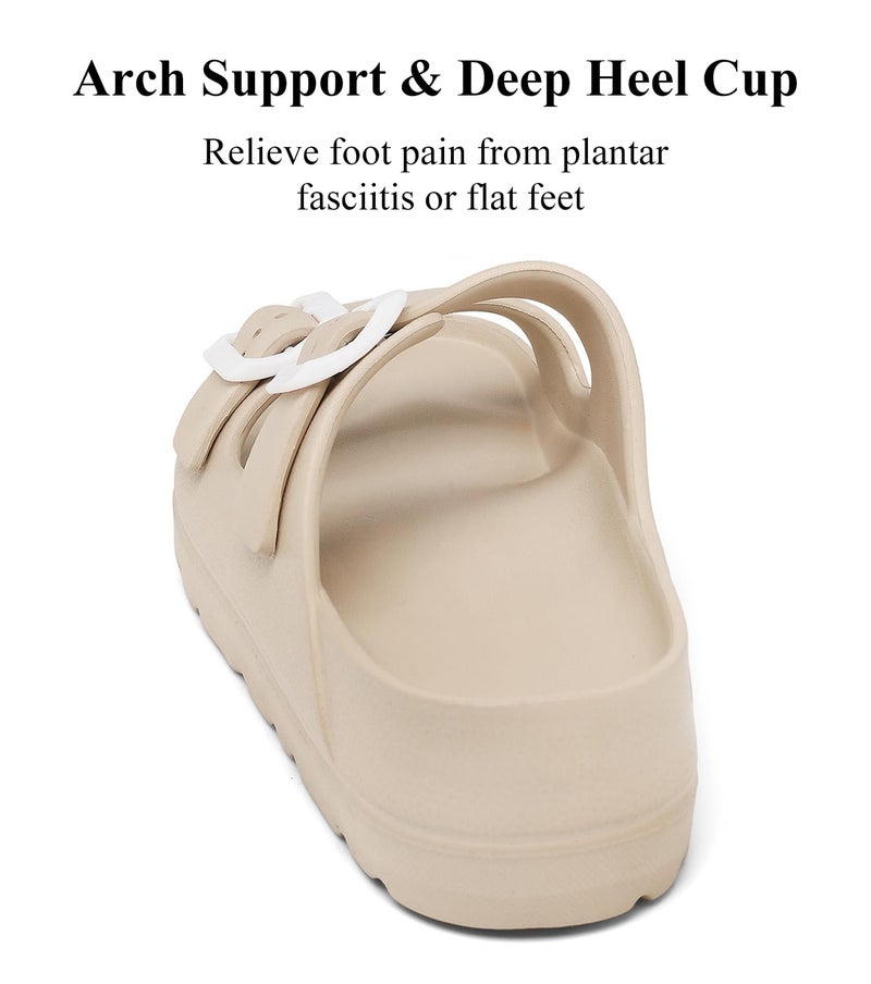 Haifago Women's Platform Sandals with Arch Support, Chunky Lightweight Foam Slip-on Slides Comfortable Summer Beach Sandals with Adjustable Buckle - Image 5