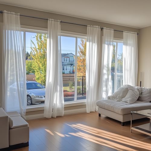 Zeerobee Curtain Rods for Windows 120 to 240, 1 Inch Industrial Wrap Around Black Curtain Rod, Indoor/Outdoor Room Divider Adjustable Drapery Pole, 120"-240" - Image 2
