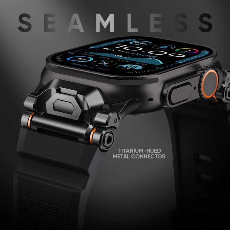 Suitisbest Rugged Bands Compatible for Apple Watch Ultra 3/Ultra 2/Ultra Band 49mm 46mm 45mm 44mm 42mm, Silicone Sport Strap with Durable Stainless Steel Connector for iWatch Series 11 10 9 8 7 6 5 4 3 SE Ultra - Image 2