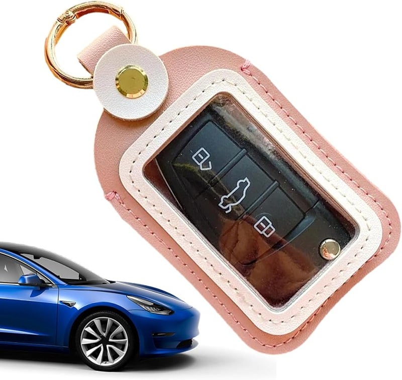 Pink Portable Car Key Case Holder Sturdy Material Lightweight Keychain Bag Creative Accessories - Image 1