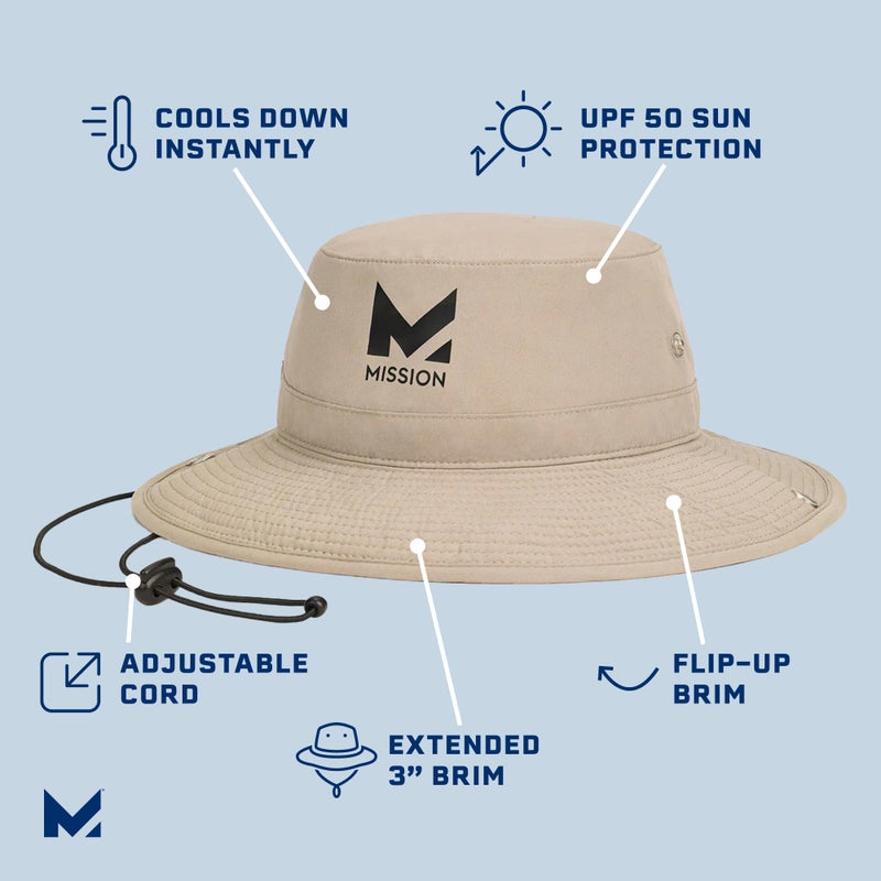 MISSION Cooling Bucket Hat, Khaki - Unisex Wide-Brim Hat for Men & Women - Lightweight, Foldable & Durable - Cools Up to 2 Hours - UPF 50 Sun Protection - Machine Washable - Image 2