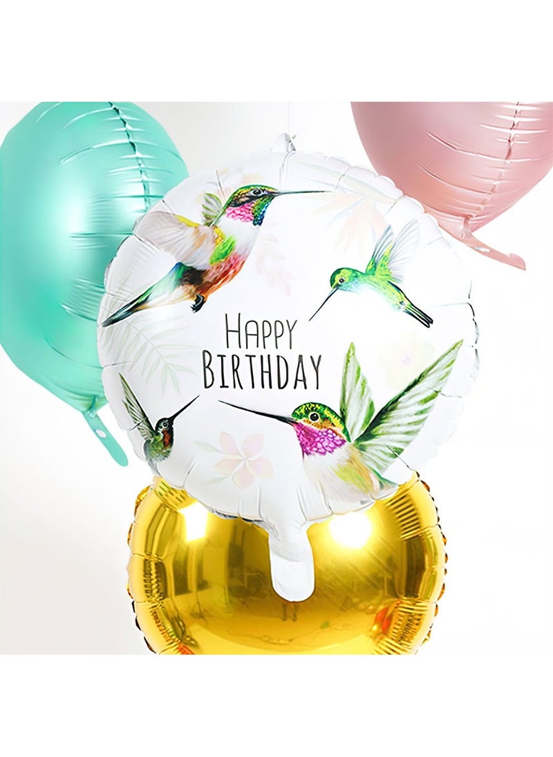 Folat Hummingbird Happy Birthday Foil Balloon Round White Multicolor 45cm - Image 2
