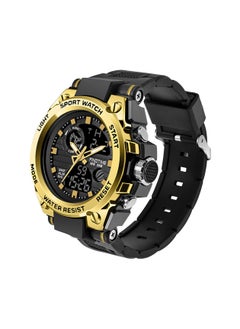 Military Watches for Men, Large Face Army Watch, Waterproof Tactical Watches Men Army Digital Sports Outdoor Stopwatch LED Survival Tough Electronic Alarm Clock Black Gold Wrist Watch