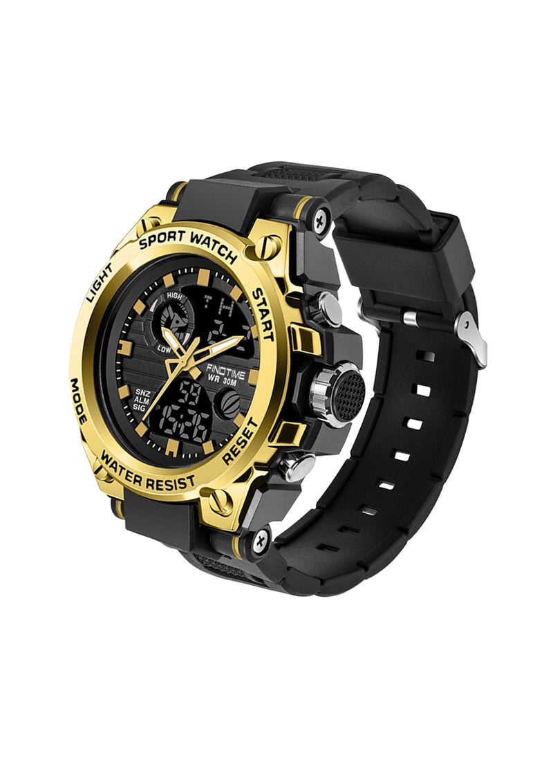 Generic - Military Watches for Men, Large Face Army Watch, Waterproof Tactical Watches Men Army Digital Sports Outdoor Stopwatch LED Survival Tough Electronic Alarm Clock Black Gold Wrist Watch - Image 1