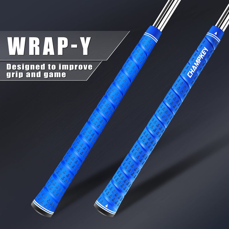 CHAMPKEY WRAP-Y Rubber Golf Grips 13 Pack Come with All Repair Kits - High Feedback and Traction Golf Club Grips(Midsize, Blue) - Image 2