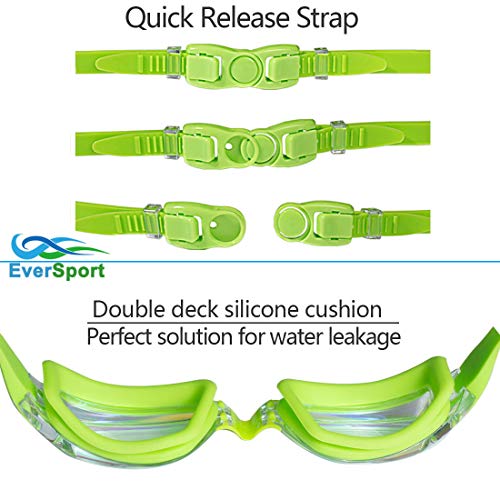EverSport Kids Swim Goggles, Pack of 2 Swimming Goggles for Children Teens, Anti-Fog Anti-UV Youth Swim Glasses Leak Proof for Age4-16 - Image 5