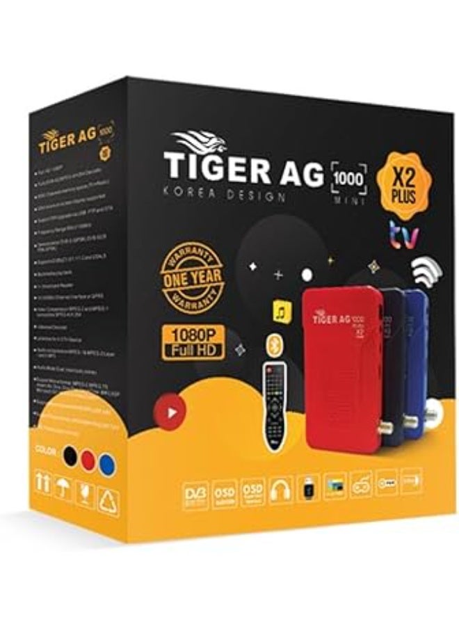 ريسيفر تايجر مينف، FHD ، ريموت بلوتوث، اسود - 2X Plus 1000