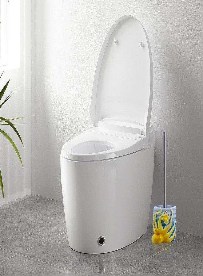 None/Brand حامل فرشاة المرحاض على شكل أخطبوط 5 بوصة - تصميم من الراتنج الأزرق المحيطي للأم والطفل مع قاعدة مهوّاة، منظم حمام ساحلي - Image 3