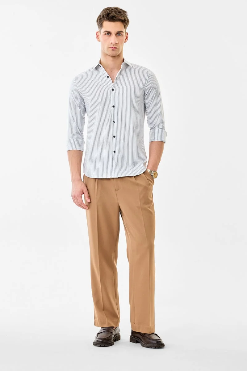 SNITCH Striped Long Sleeve Slim Fit Shirt
