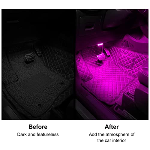 TEKSHINNY 4Pcs Car LED Lights Interior Wireless, 7 Colors Interior Car Lights with 6 Bright LED Lamp Beads, Portable USB Rechargeable Car Interior Led Night Light for Car Decor - Image 3