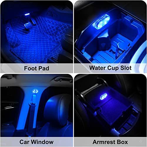 TEKSHINNY 4Pcs Car LED Lights Interior Wireless, 7 Colors Interior Car Lights with 6 Bright LED Lamp Beads, Portable USB Rechargeable Car Interior Led Night Light for Car Decor - Image 5
