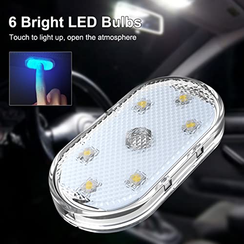 TEKSHINNY 4Pcs Car LED Lights Interior Wireless, 7 Colors Interior Car Lights with 6 Bright LED Lamp Beads, Portable USB Rechargeable Car Interior Led Night Light for Car Decor - Image 2