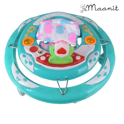Maanit Walker with Foldable, Cushion Seat | Activity Walker for Baby with Musical Toy Bar | Walker Babyboys Girls (Sea Green) - Image 4