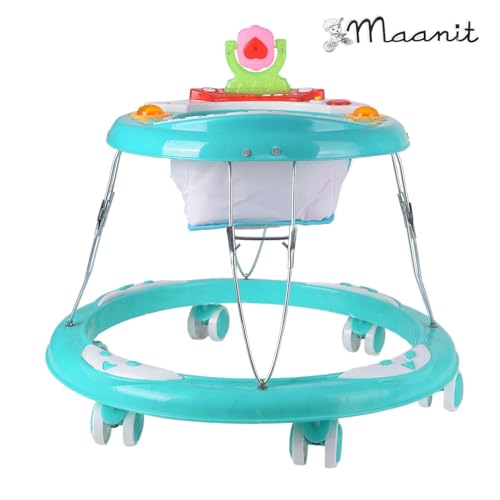Maanit Walker with Foldable, Cushion Seat | Activity Walker for Baby with Musical Toy Bar | Walker Babyboys Girls (Sea Green) - Image 3