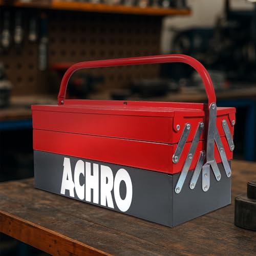 ACHRO High Grade Metal Tool Box For Home Use, Box For Garage/Workshop/Industry And Office Use/Empty Tools Box Big Size with 5 Multipurpose Compartments (Red & Grey) - Image 5