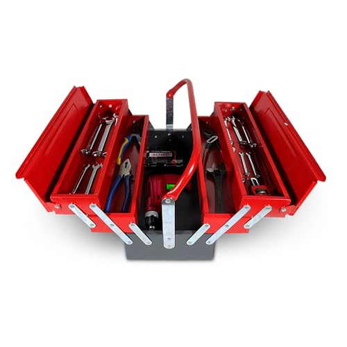 ACHRO High Grade Metal Tool Box For Home Use, Box For Garage/Workshop/Industry And Office Use/Empty Tools Box Big Size with 5 Multipurpose Compartments (Red & Grey) - Image 2