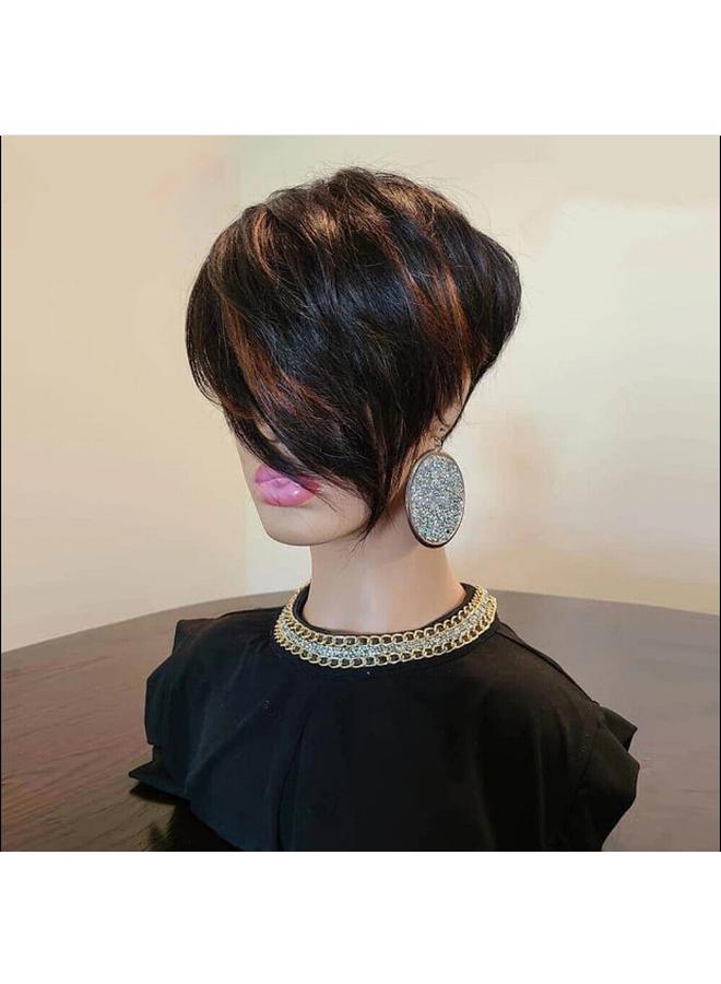 الأزرق جي دبليو شعر مستعار شعر مستعار أوروبي وأمريكي ، شعر مستعار قصير أنثى ، دوي قطري ، آلية تلطيخ ، غلاف كامل من الألياف الكيماوية pixiewig - Image 4