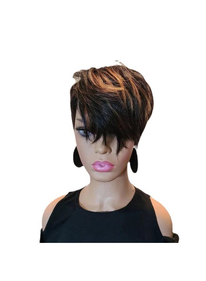 الأزرق جي دبليو شعر مستعار شعر مستعار أوروبي وأمريكي ، شعر مستعار قصير أنثى ، دوي قطري ، آلية تلطيخ ، غلاف كامل من الألياف الكيماوية pixiewig - Image 2