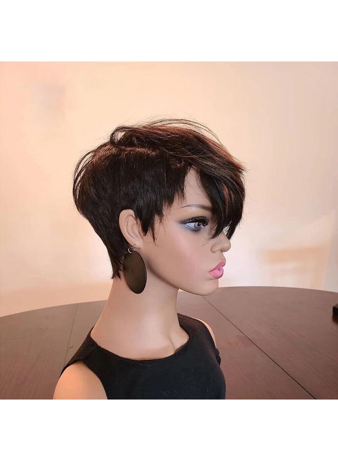 الأزرق جي دبليو شعر مستعار شعر مستعار أوروبي وأمريكي ، شعر مستعار قصير أنثى ، دوي قطري ، آلية تلطيخ ، غلاف كامل من الألياف الكيماوية pixiewig - Image 3