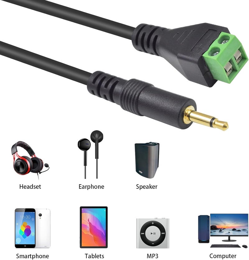 Poyiccot 3.5mm (1/8") TS Mono Male to 2 Pin Screw Terminal Female Headphone Balun Solderless Converter Adapter Cable 30cm (3.5mm M/ 2pin) - Image 5