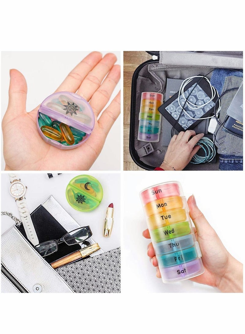 Y&D Weekly Pill Organizer Multicolour, Portable Round Storage Case - Image 3