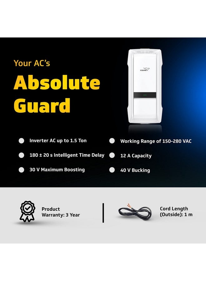 V-Guard Denor i4 3040 AC Stabilizer for 1.5 ton Inverter AC | Intelligent Time Delay System | Convenient LED Indicator | 3 Year Warranty by V-Guard | White (Working Range 150-280 VAC) - Image 2