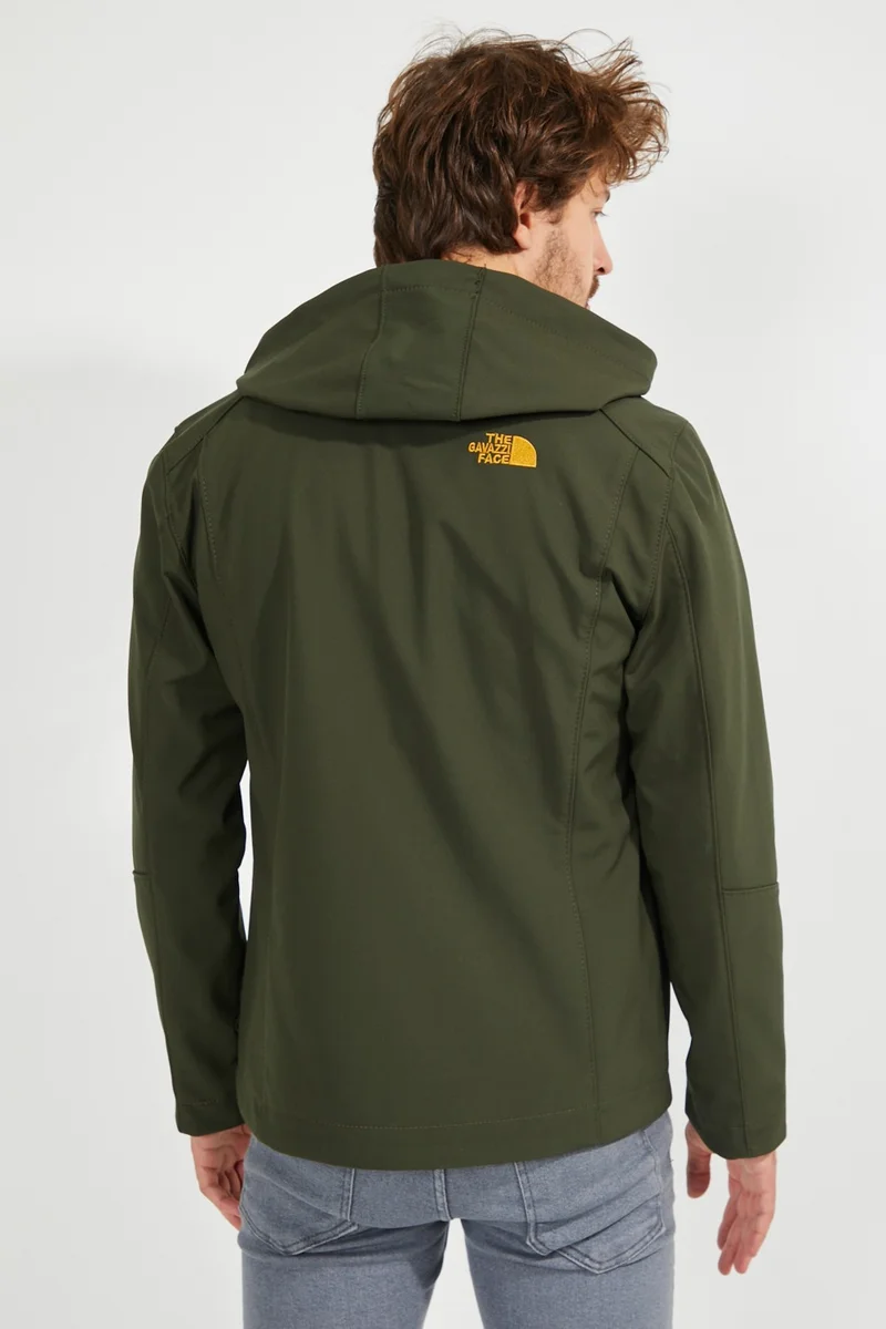 Gavazzi Men's Softshell Waterproof and Windproof Sheepskin Hooded Coat Khaki