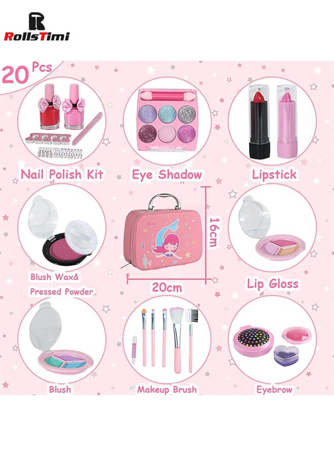 رولستيمي أطفال ماكياج لعبة كيت للفتيات ، قابل للغسل ماكياج مجموعة لعبة مع حالة مستحضرات التجميل لفتاة صغيرة ، غير سامة ، قابل للغسل يشكلون لعبة - Image 3