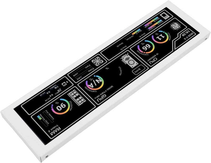 Zunate PC Temperature Display Panel, 8.8 Inch FHD LCD CPU GPU Data Sensor Monitor for 10 11 Adjustable Mounting Multi Functional PC Case Display (White) - Image 3