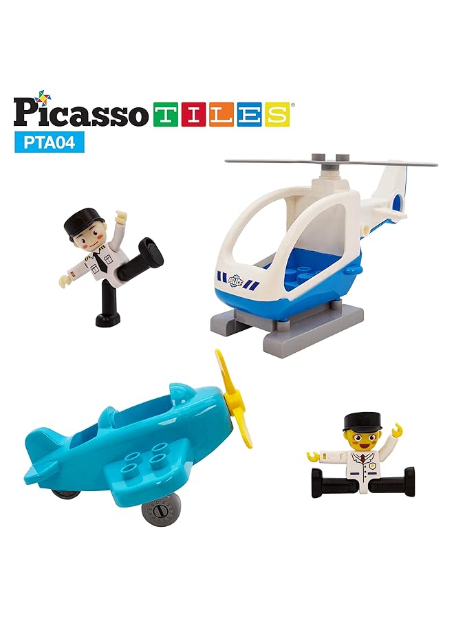 بيكاسو تيلز مجموعة ألعاب تعليمية للأطفال الصغار مكونة من 4 قطع طائرات وشخصيات متحركة مغناطيسية، مجموعة ألعاب تظاهرية للبناء، مكعبات بناء، بلاط - Image 5
