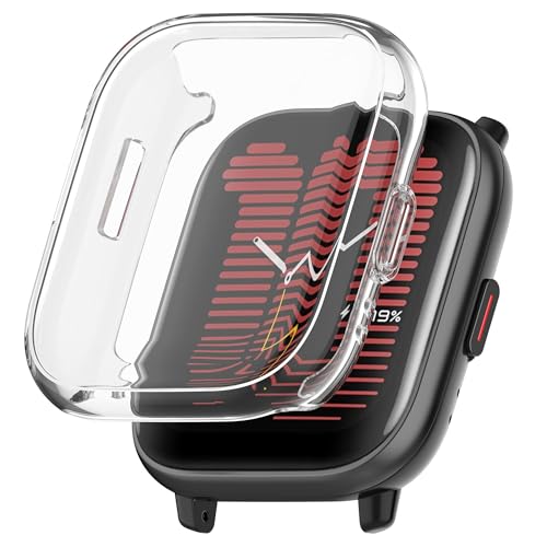 Wisely Protective Case Cover Compatible for Amazfit Active 42mm SmartWatch Full Screen Protector Soft Case HD Clear, Transparent - Image 1