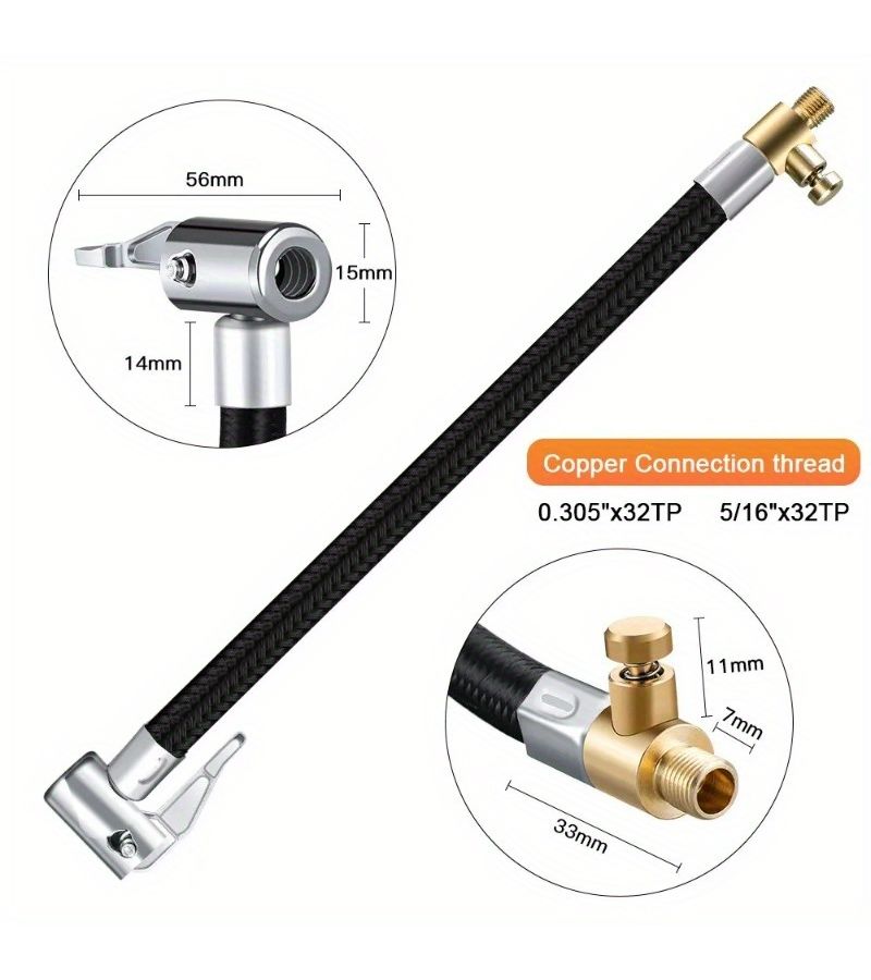23.62 Inch Car Tire Inflator Hose Air Pump Extension Tube Adapter Twist Tyre Connection Locking Air Chuck Can Deflate - Image 5