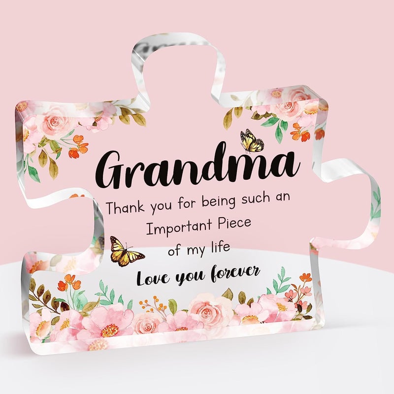 Grandma Birthday Gifts  Nana Present Acrylic Block Puzzle Touching Sayings Engraved Nanny Presents for Birthday 3339 inch Gifts for Nanna Nana Nanny