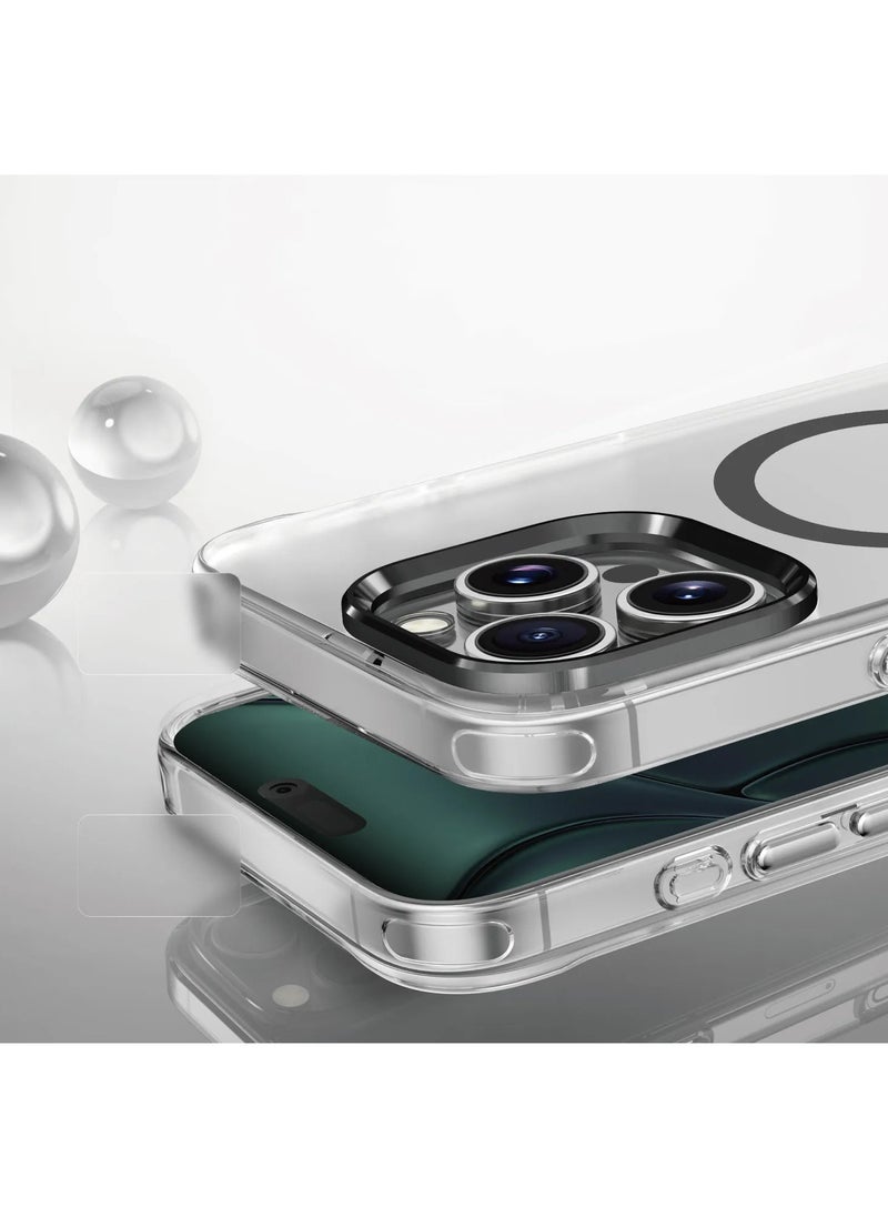 جرين ليون جراب MagSafe لهاتف iPhone 16 Pro Max غير لامع / مضاد لبصمات الأصابع / مضاد للخدش / مضاد للاصفرار / حماية يومية / فتحات دقيقة / وضوح عالي / متوافق مع MagSafe / حماية من السقوط / درع غير لامع / شفاف للغاية - أسود  - Image 5