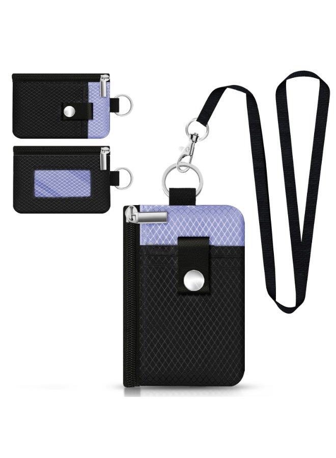 Minimalist RFID Blocking Small Wallet with ID Window,WaterResistant Zip Id Case Wallet with Lanyard Keychain for Cards,Cash,Travel,Women,Men - Image 1