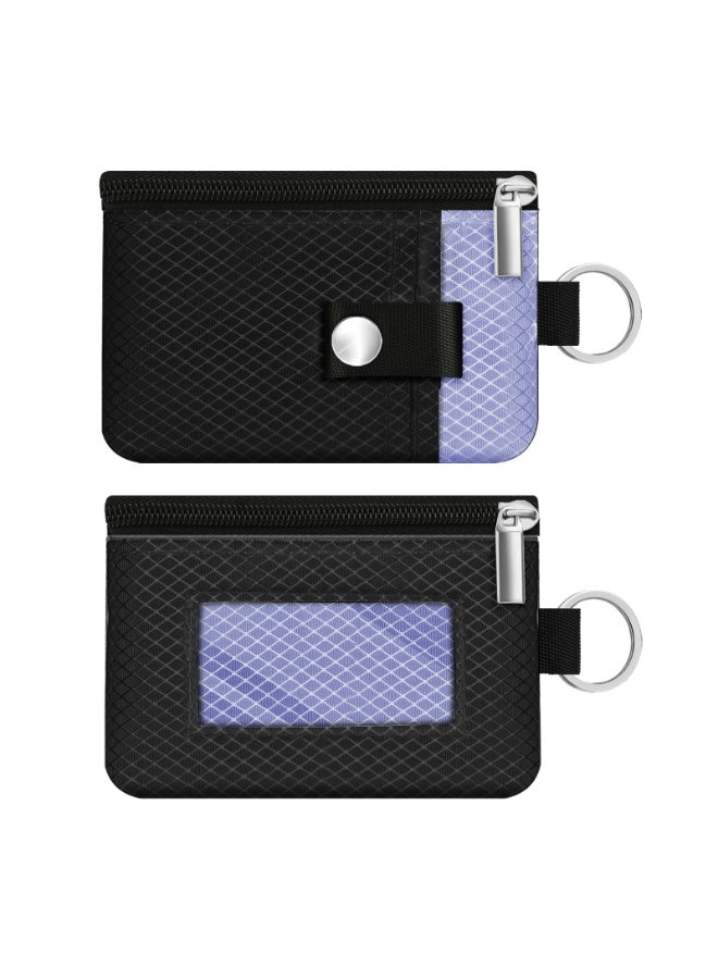 Minimalist RFID Blocking Small Wallet with ID Window,WaterResistant Zip Id Case Wallet with Lanyard Keychain for Cards,Cash,Travel,Women,Men - Image 3