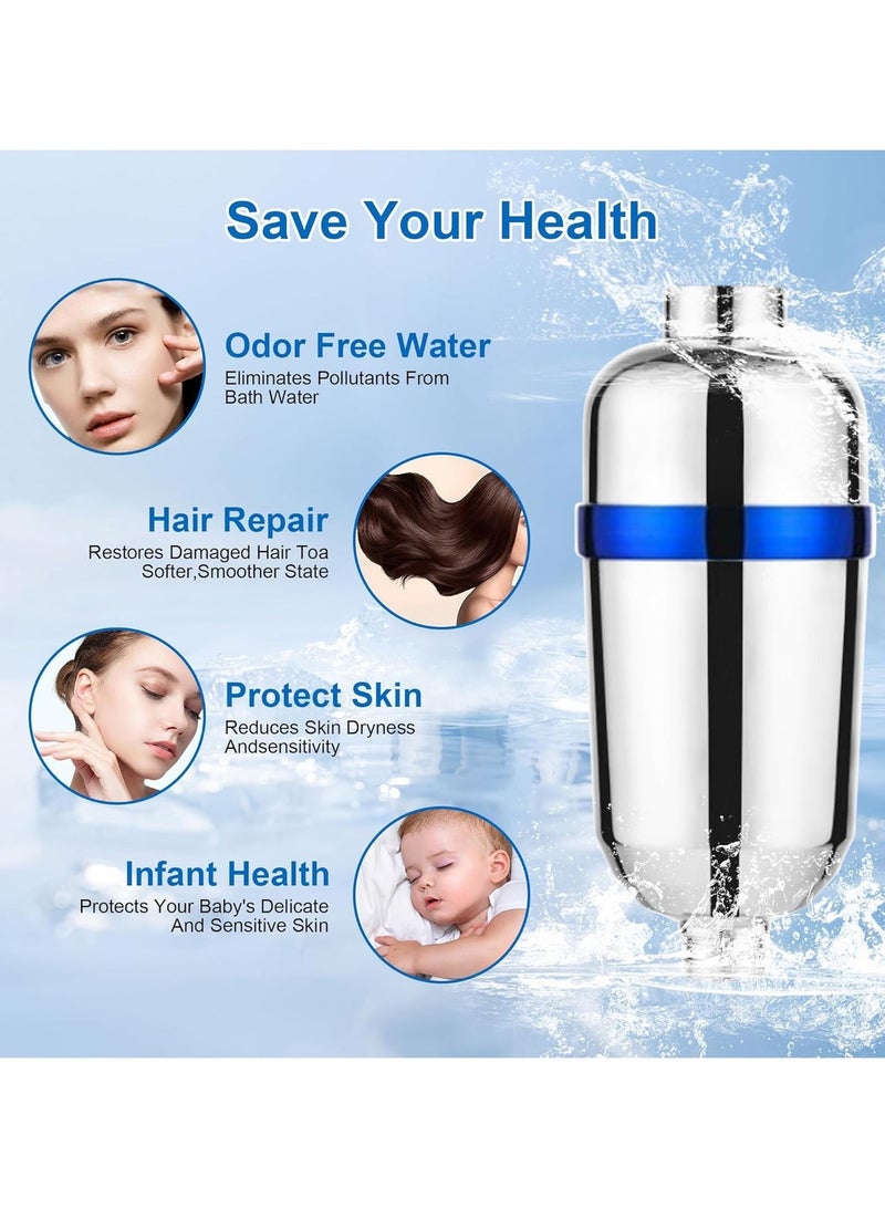 كيلا فلتر دش بـ 20 مرحلة للمياه العسرة، يزيل الكلور والمواد الضارة، نظام خراطيش فلتر رأس الدش المزود بمُليّن مياه أيوني، للاستحمام وللحماية من جفاف البشرة والشعر - Image 3