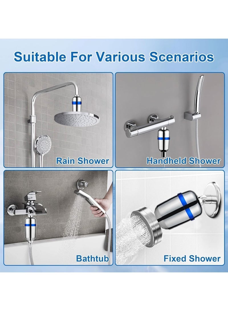 كيلا فلتر دش بـ 20 مرحلة للمياه العسرة، يزيل الكلور والمواد الضارة، نظام خراطيش فلتر رأس الدش المزود بمُليّن مياه أيوني، للاستحمام وللحماية من جفاف البشرة والشعر - Image 4