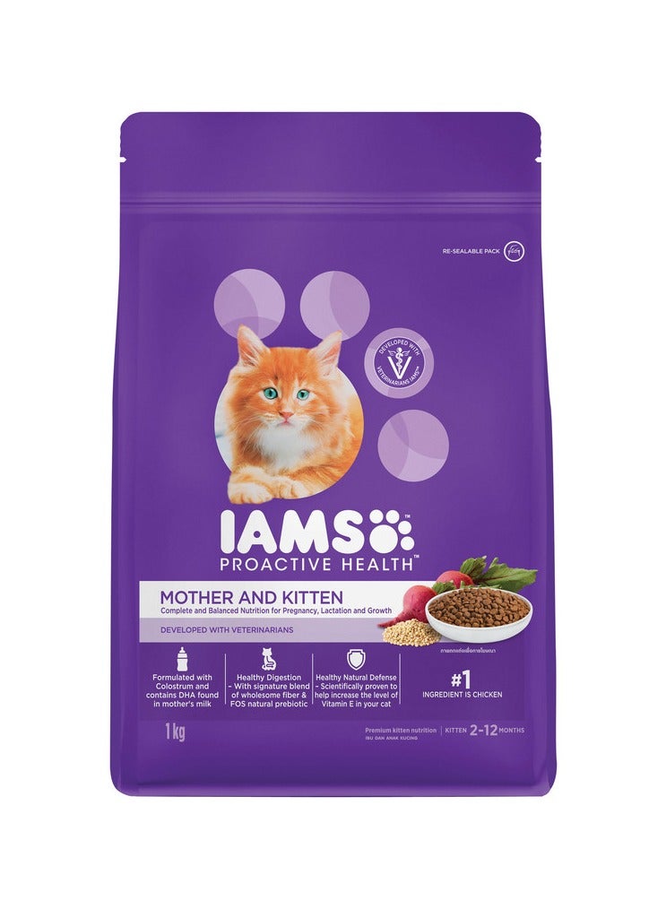 Iams Mother And Kitten Compelete Balanced Nutrition For Pragnancy Lactation Growth 1kg  - Image 1