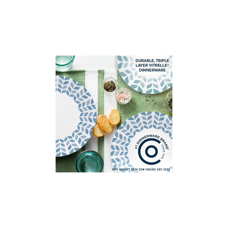 Corelle طقم أدوات مائدة زجاجية كوريل فيتريل 12 قطعة خدمة لـ 4 أشخاص 10.25" أطباق عشاء 8.5" أطباق سلطة 18 أونصة أطباق شوربة وحبوب شمالية الصنوبر - Image 4