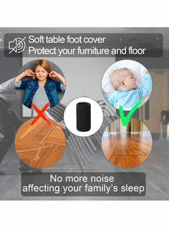 Excefore 32 PCs Chair Leg Socks Chair Leg, Floor Protectors for Avoid Scratches, High Elastic Furniture Pads Set for Moving Easily and Reduce Noise, Near-Silent Felt Padded Floor Protector Socks, Black  - Image 3