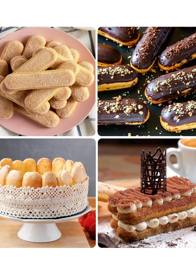 2PCS Silicone Mold, 6-Cavity Hot Dog Bun Pan, Finger Biscuit Baking Tray for Chocolate Cracker Bar, White - Image 5