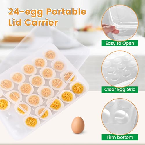 HANSGO Deviled Egg Containers with Lid, Deviled Egg Tray Holder Carrier with Lid for 24 Eggs for Home Party Kitchen Supplies Refrigerator Storage - Image 3