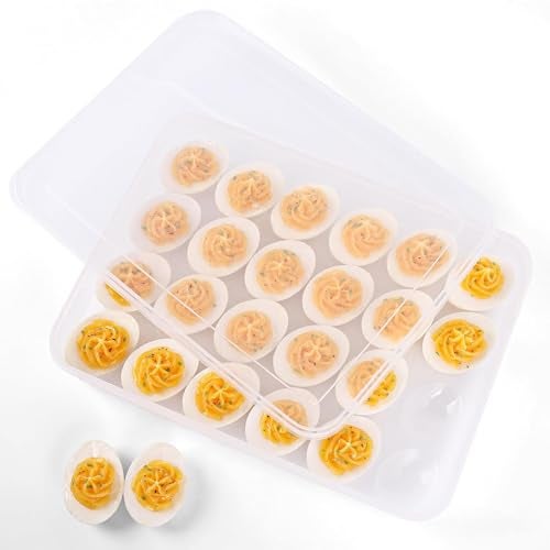 HANSGO Deviled Egg Containers with Lid, Deviled Egg Tray Holder Carrier with Lid for 24 Eggs for Home Party Kitchen Supplies Refrigerator Storage - Image 1