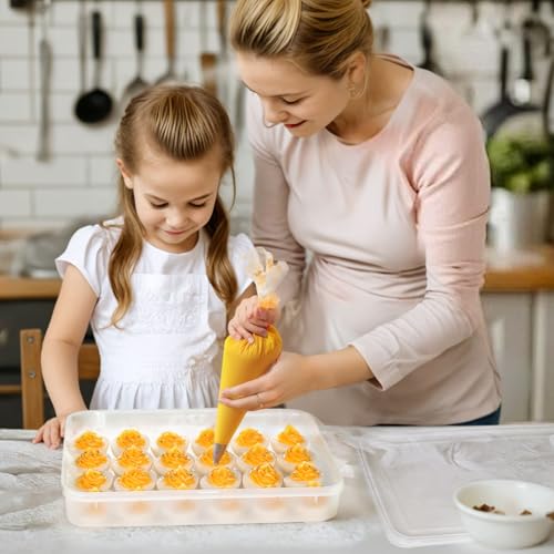 HANSGO Deviled Egg Containers with Lid, Deviled Egg Tray Holder Carrier with Lid for 24 Eggs for Home Party Kitchen Supplies Refrigerator Storage - Image 4