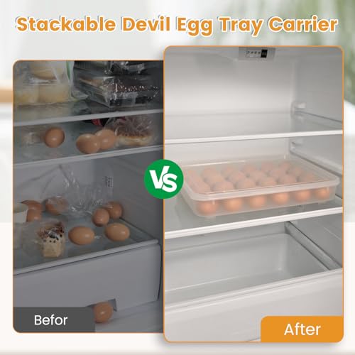 HANSGO Deviled Egg Containers with Lid, Deviled Egg Tray Holder Carrier with Lid for 24 Eggs for Home Party Kitchen Supplies Refrigerator Storage - Image 5