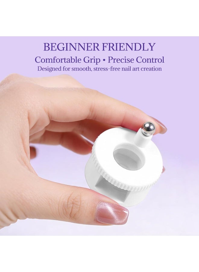 Cat Eye Magnet – Rotating Magnetic Nail Art Tool with Automatic Glass Bead Suction | Professional Cat Eye Gel Polish Magnet for 3D Magnetic Nail Art, Glossy Wide Cat Eye Effect, DIY Manicure, Nail Salon & Home Use (Pink + Ball Magnet) - Image 2